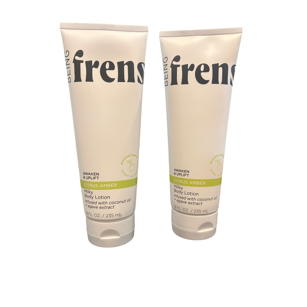 2 PACK Being Frenshe Awaken & Uplift Milky Body Lotion Citrus Amber 8 oz Each